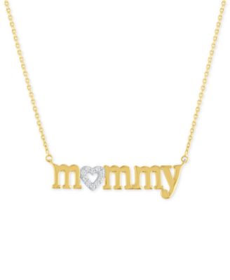 Macy's - Diamond "Mommy" 18" Pendant Necklace (1/10 ct. t.w.) in 14k Gold Over Sterling Silver