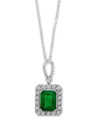 EFFY Collection - Emerald (2-1/5 ct. t.w.) & Diamond (1/4 ct. t.w.) 18" Pendant Necklace in 14k White Gold (Also Available in 14k Yellow Gold)