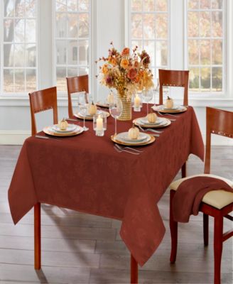 Elrene - Elegant Woven Leaves Jacquard Damask Tablecloth, 60"x144"