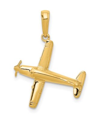 Macy's - Low-Wing Airplane Pendant in 14k Yellow Gold