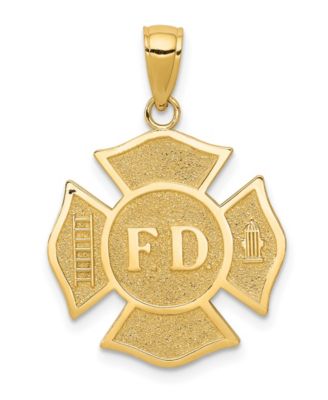 Macy's - Fire Department Badge Pendant in 14k Yellow Gold