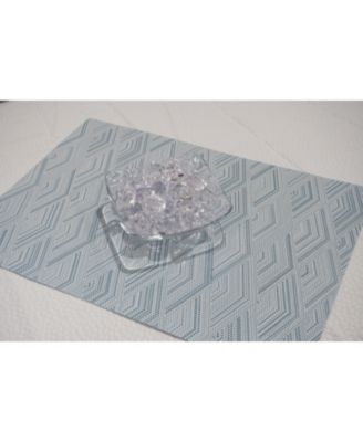 Dainty Home - 6DIA1319SI Diamond Woven Textilene Waterproof, Heat & Stain Resistant Washable Placemat 13x19'' Set of 6,