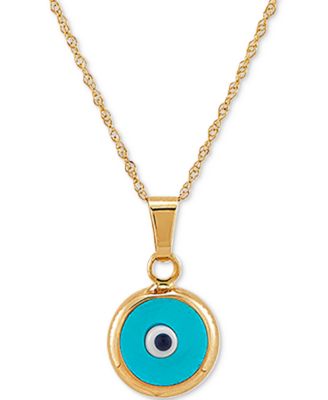 Macy's - Enamel Evil-Eye 18" Pendant Necklace in 10k Gold