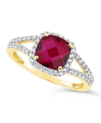 Macy's - Created Ruby (1-3/4 ct. t.w.) and Created White Sapphire (1/4 ct. t.w.) Ring in 10k Yellow Gold