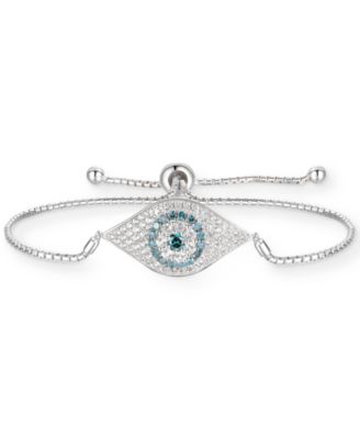 Macy's - Cubic Zirconia Evil Eye Bolo Bracelet in Sterling Silver