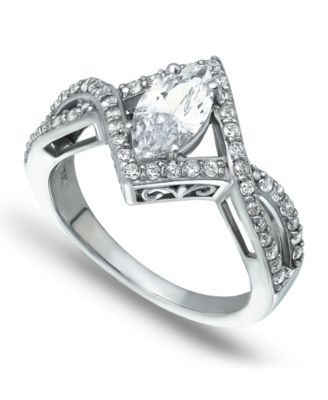 Macy's - Cubic Zirconia Marquise Center Stone Split Shank Ring in Fine Silver Plate