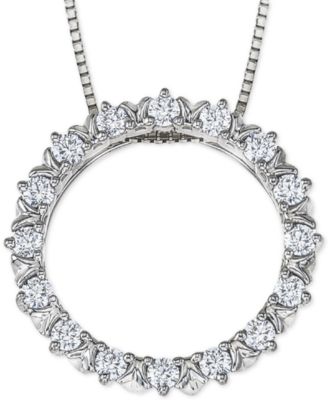 Macy's - Diamond Circle 18" Pendant Necklace (1/4 ct. t.w.) in 14k White Gold