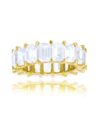 Macy's - White Emerald Cut Cubic Zirconia Eternity Band in 14k Yellow Gold Plated Sterling Silver