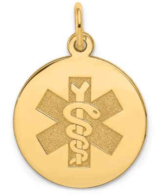 Macy's - Medical Info Disc Charm Pendant in 14k Gold