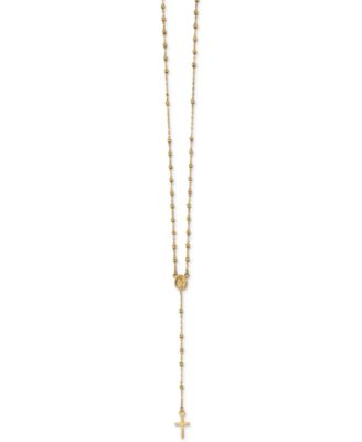 Macy's - Cross Rosary Lariat Necklace in 14k Yellow Gold, 17" + 3" extender