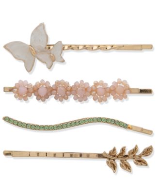 lonna & lilly - 4-Pc. Gold-Tone Crystal & Stone Butterfly Bobby Pin Set