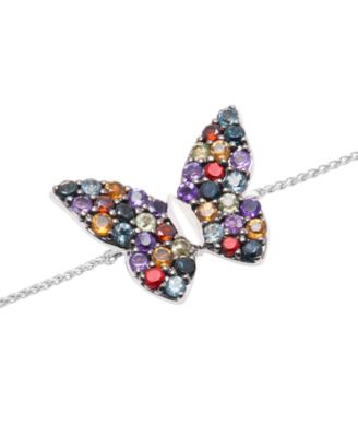 Macy's - Multi-Gemstone Butterfly Bolo Bracelet (7/8 ct. t.w.) in Sterling Silver