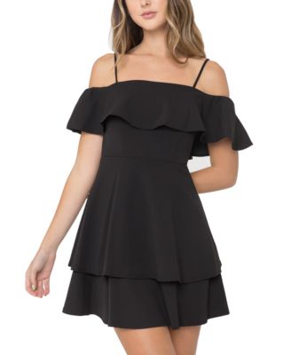 B Darlin - Juniors' Ruffled Off-The-Shoulder Dress