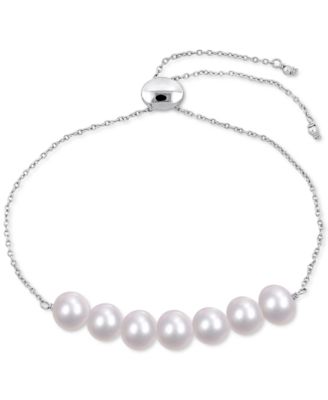 Macy's - Cultured Freshwater Pearl (7-1/2-8m) Bolo Bracelet in Sterling Silver