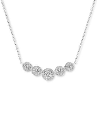 Macy's - Diamond Halo Graduated Statement Necklace (1/2 ct. t.w.) in 14k White Gold, 16" + 2" extender