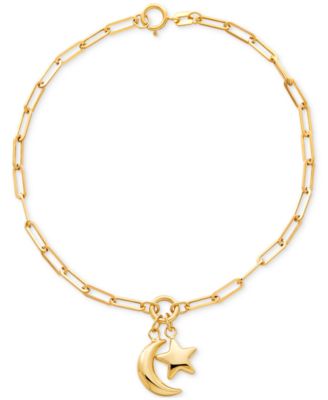 Macy's - Moon & Star Charm Bracelet in 10k Gold