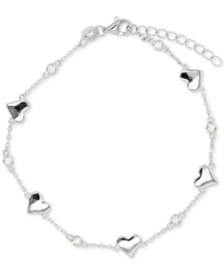 Macy's - Cubic Zirconia Polished Heart Bracelet in Sterling Silver