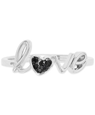 Macy's - Black Spinel Love Ring (1/20 ct. t.w.) in Sterling Silver & Black Rhodium-Plate