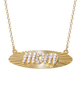 Giani Bernini - Cubic Zirconia MOM Script Radiant Disc 18" Pendant Necklace in 18k Gold-Plated Sterling Silver