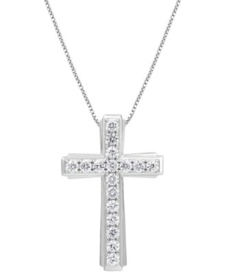 Macy's - Diamond Cross 18" Pendant Necklace (1-1/2 ct. t.w.) in 10k Gold