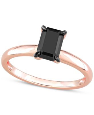 Macy's - Black Diamond Emerald-Cut Solitaire Engagement Ring (1 ct. t.w.) in 14k Rose Gold