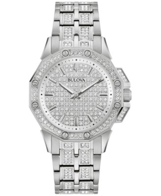 Bulova - Women's Crystal Octava Stainless Steel Bracelet Watch 34mm