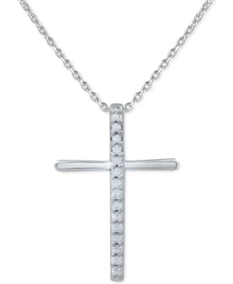 Macy's - Diamond Cross 18" Pendant Necklace (1/10 ct. t.w.)