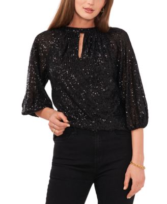 Vince Camuto - Women's Keyhole Detail Raglan Sleeve Top