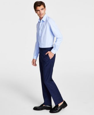 Calvin Klein - Men's Slim-Fit Grey Plaid Dress Pants