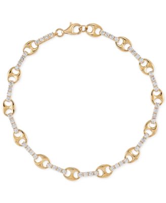 Macy's - Lab-Created White Sapphire (2-1/4 ct. t.w.) Link Bracelet in 14k Gold-Plated Sterling Silver