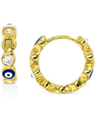 Macy's - Cubic Zirconia Hoop Earrings in Sterling Silver or 14k Gold over Sterling Silver, 1/2"
