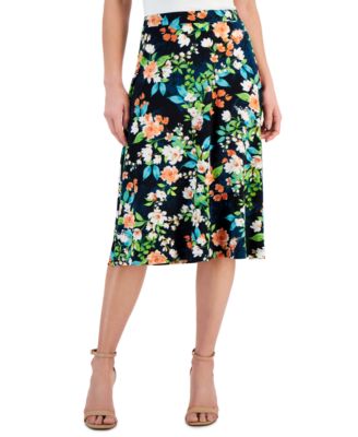 Kasper - Women's Floral-Print Fit & Flare Midi Skirt