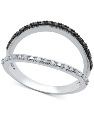 Macy's - Black Diamond (1/10 ct. t.w.) & White Diamond (1/10 ct. t.w.) Split Ring in Sterling Silver