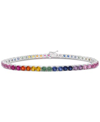 Macy's - Lab-Created Multi-Sapphire Tennis Bracelet (16-5/8 ct. t.w.) in Sterling Silver