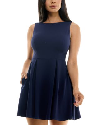 B Darlin - Juniors' Sleeveless Pleated A-Line Dress