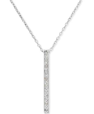 Macy's - Diamond Bar Pendant Necklace (1/10 ct. t.w.) in Sterling Silver