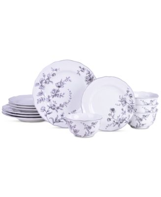 222 Fifth - Bellamy Porcelain 12 Pc. Dinnerware Set, Service for 4