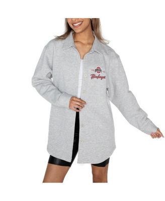 Gameday Couture - Women's Ash Ohio State Buckeyes Foundation Full-Button Long Sleeve Overshirt