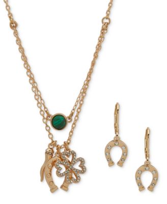 Anne Klein - Gold-Tone Multi-Luck Charms Necklace & Earrings Set