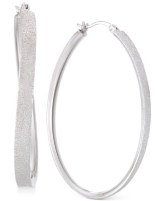 Simone I. Smith - Satin-Finished Hoop Earrings in Platinum over Sterling Silver