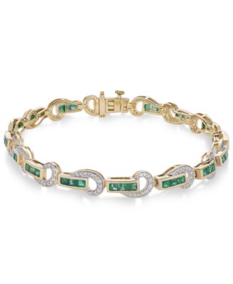 Macy's - Gemstone and Diamond (5/8 ct. t.w.) Swirl Link Bracelet in 14k Gold