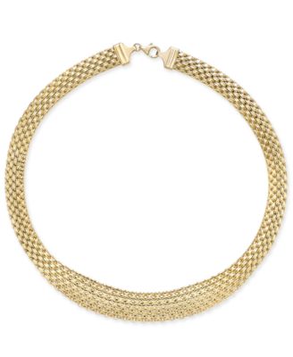 Italian Gold - Wide Mesh Graduated 18" Statement Necklace in 14k White Gold