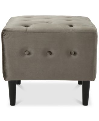 Noble House - Audrey Tufted Velvet Ottoman, Quick Ship