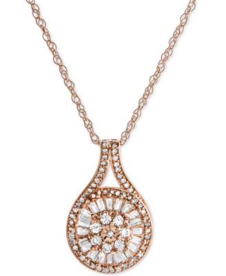 Macy's - Diamond Baguette Cluster Pendant Necklace (1/2 ct. t.w.)