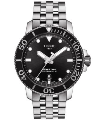 Tissot - Men's Swiss Automatic T-Sport Seastar 1000 Gray Stainless Steel Bracelet Watch 43mm