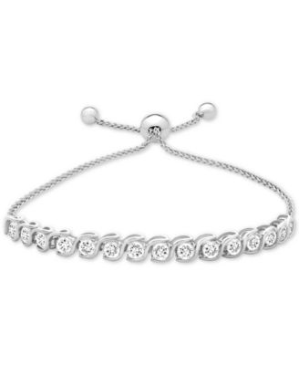 Macy's - Lab-Created White Sapphire Bolo Bracelet (3-7/8 ct. t.w.) in Sterling Silver