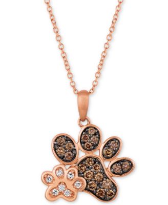 Le Vian - Nude™ & Chocolate&reg; Diamond Paw Prints 20" Pendant Necklace (3/8 ct. t.w.) in 14k Rose Gold