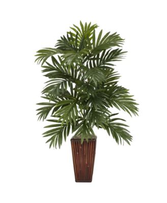 Nearly Natural - Areca Palm w/ Bamboo Vase Silk Plant