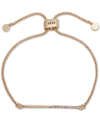 DKNY - Gold-Tone Half-Pav&eacute; Bar Slider Bracelet