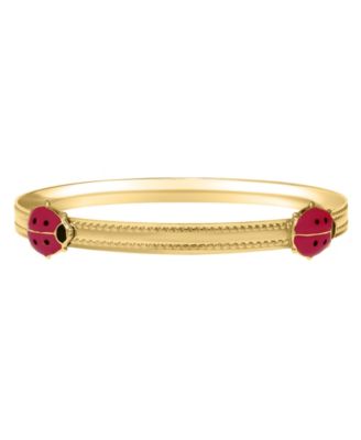 Macy's - Children's 14K Pink Ladybug Bracelet in 14k Yellow Gold over Brass Alloy